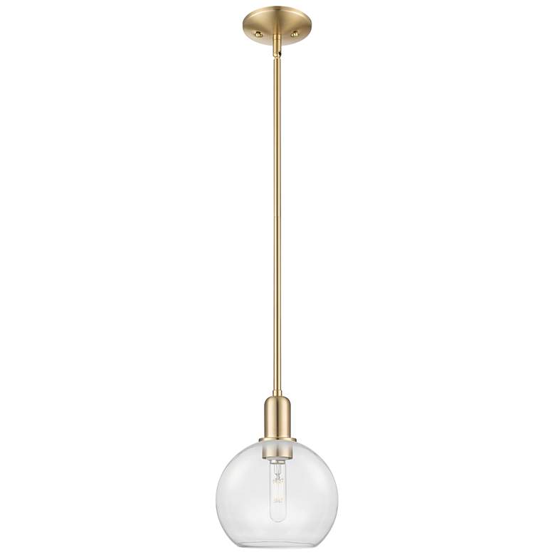 Image 1 Arcadia Athens 8"W Champagne Bronze Stem Mini Pendant w/ Clear Shade