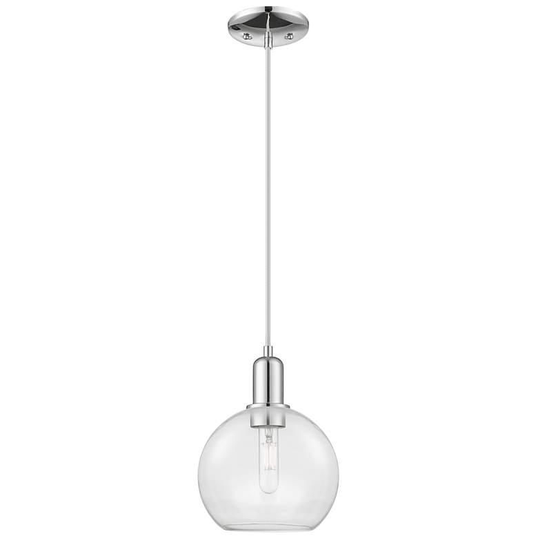 Image 1 Arcadia Athens 8"W Chrome Cord Hung Mini Pendant w/ Clear Shade
