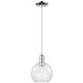 Arcadia Athens 8"W Chrome Cord Hung Mini Pendant w/ Clear Shade
