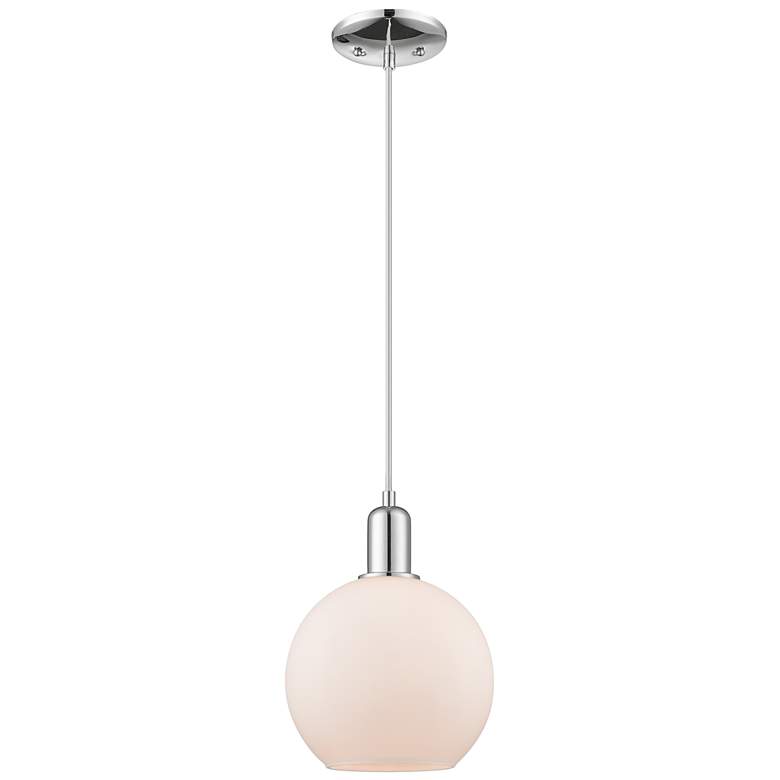 Image 1 Arcadia Athens 8"W Chrome Cord Hung Mini Pendant w/ Matte White Shade