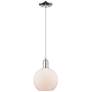 Arcadia Athens 8"W Chrome Cord Hung Mini Pendant w/ Matte White Shade
