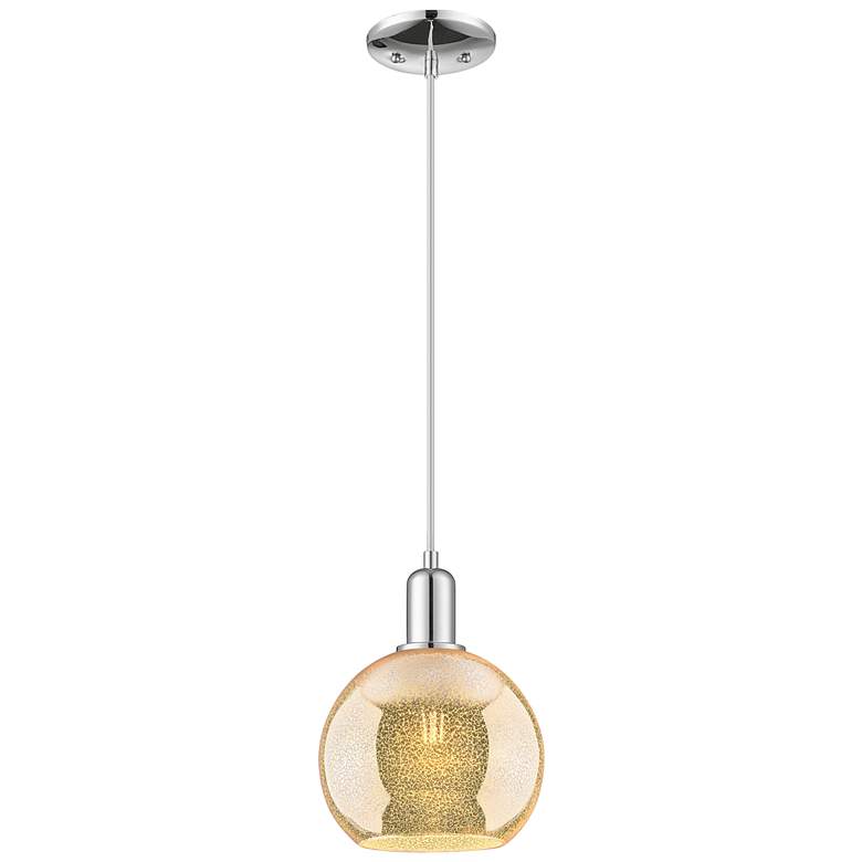 Image 1 Arcadia Athens 8"W Chrome Cord Hung Mini Pendant w/ Mercury Shade
