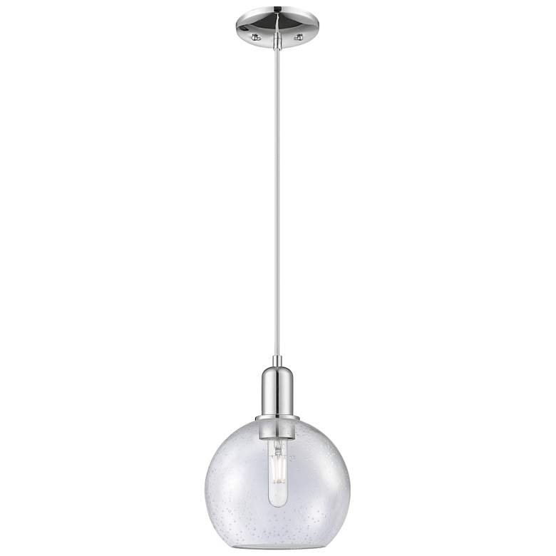 Image 1 Arcadia Athens 8"W Chrome Cord Hung Mini Pendant w/ Seedy Shade