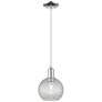 Arcadia Athens 8"W Chrome Cord Mini Pendant w/ Clear Basketweave Shade