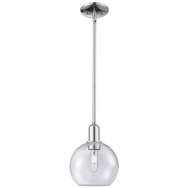 Image 1 Arcadia Athens 8"W Chrome Stem Hung Mini Pendant w/ Seedy Shade