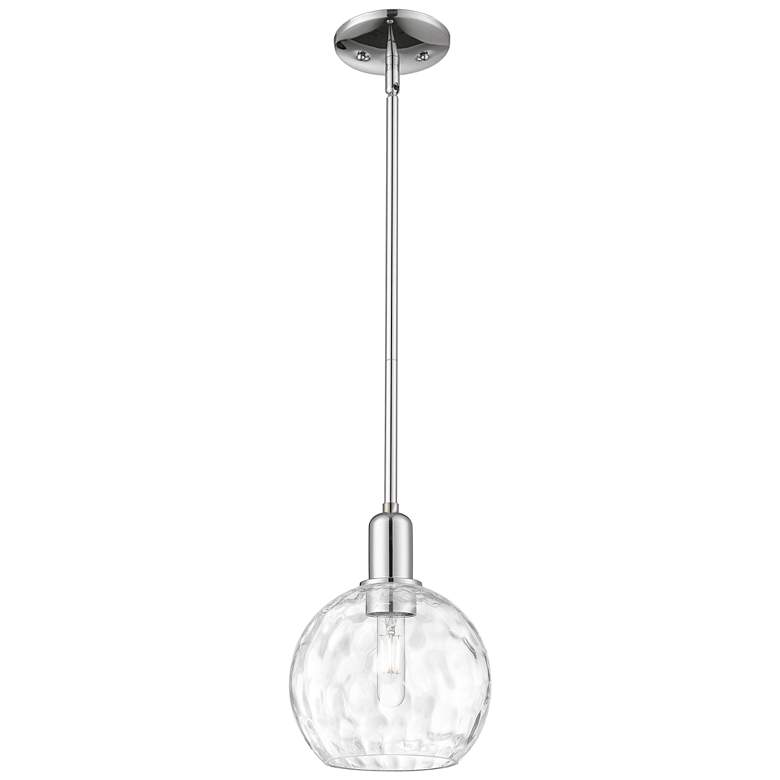 Image 1 Arcadia Athens 8"W Chrome Stem Hung Mini Pendant w/ Water Glass Shade