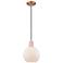 Arcadia Athens 8"W Copper Cord Hung Mini Pendant w/ Matte White Shade