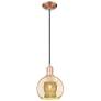 1_Arcadia Athens 8"W Copper Cord Hung Mini Pendant With Mercury Shade