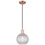 1_Arcadia Athens 8"W Copper Cord Mini Pendant w/ Clear Basketweave Shade