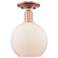 Arcadia Athens 8"W Copper Semi.Flush Mount With Matte White Shade