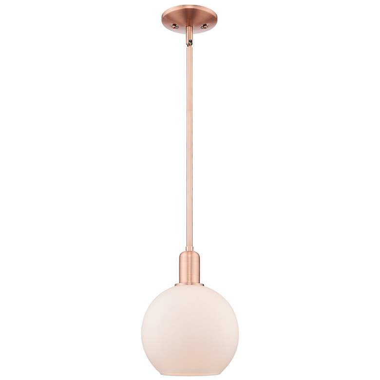Image 1 Arcadia Athens 8"W Copper Stem Hung Mini Pendant w/ Matte White Shade