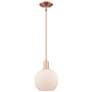 Arcadia Athens 8"W Copper Stem Hung Mini Pendant w/ Matte White Shade