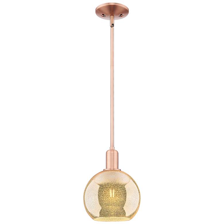 Image 1 Arcadia Athens 8"W Copper Stem Hung Mini Pendant With Mercury Shade