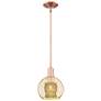 Arcadia Athens 8"W Copper Stem Hung Mini Pendant With Mercury Shade