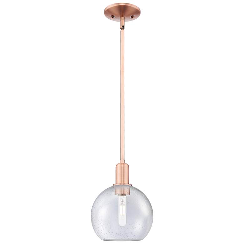 Image 1 Arcadia Athens 8"W Copper Stem Hung Mini Pendant With Seedy Shade