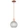 Arcadia Athens 8"W Copper Stem Pendant w/ Clear Basket Weave Shade