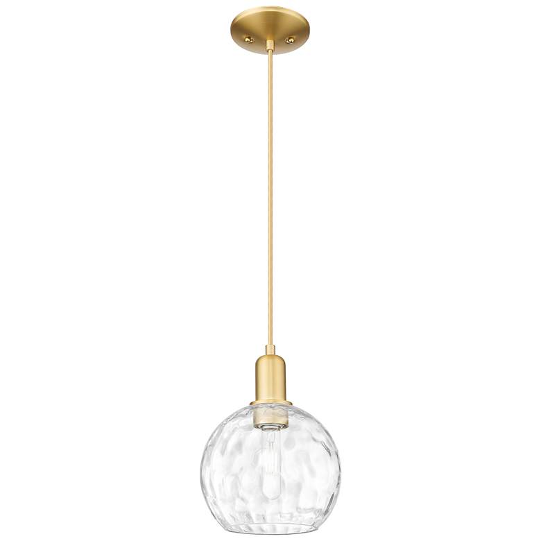 Image 1 Arcadia Athens 8"W Gold Cord Hung Mini Pendant w/ Water Glass Shade