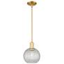 Arcadia Athens 8"W Gold Stem Mini Pendant w/ Clear Basket Weave Shade