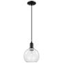 1_Arcadia Athens 8"W Matte Black Cord Hung Mini Pendant With Clear Shade