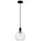 Arcadia Athens 8"W Matte Black Cord Hung Mini Pendant With Clear Shade