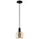 Arcadia Athens 8"W Matte Black Cord Hung Mini Pendant With Seedy Shade