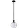 Arcadia Athens 8"W Matte Black Stem Hung Mini Pendant With Seedy Shade