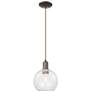 Arcadia Athens 8"W Oiled Bronze Cord Hung Mini Pendant w/ Clear Shade