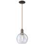 Arcadia Athens 8"W Oiled Bronze Cord Hung Mini Pendant w/ Seedy Shade