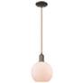 Arcadia Athens 8"W Oiled Bronze Cord Mini Pendant w/ Matte White Shade