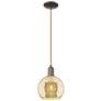 Arcadia Athens 8"W Oiled Bronze Cord Mini Pendant w/ Mercury Shade