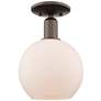 Arcadia Athens 8"W Oiled Bronze Semi.Flush Mount w/ Matte White Shade
