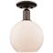 Arcadia Athens 8"W Oiled Bronze Semi.Flush Mount w/ Matte White Shade