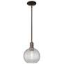 Arcadia Athens 8"W Oiled Bronze Stem Pendant w/ Basketweave Shade