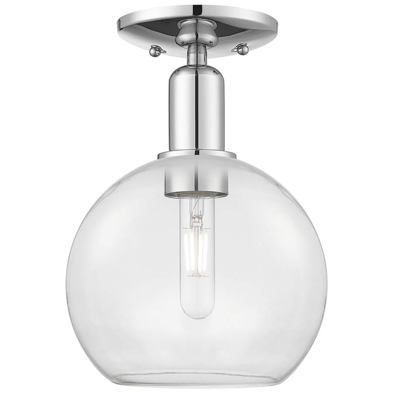 Image 1 Arcadia Athens 8"W Polished Chrome Semi.Flush Mount With Clear Shade