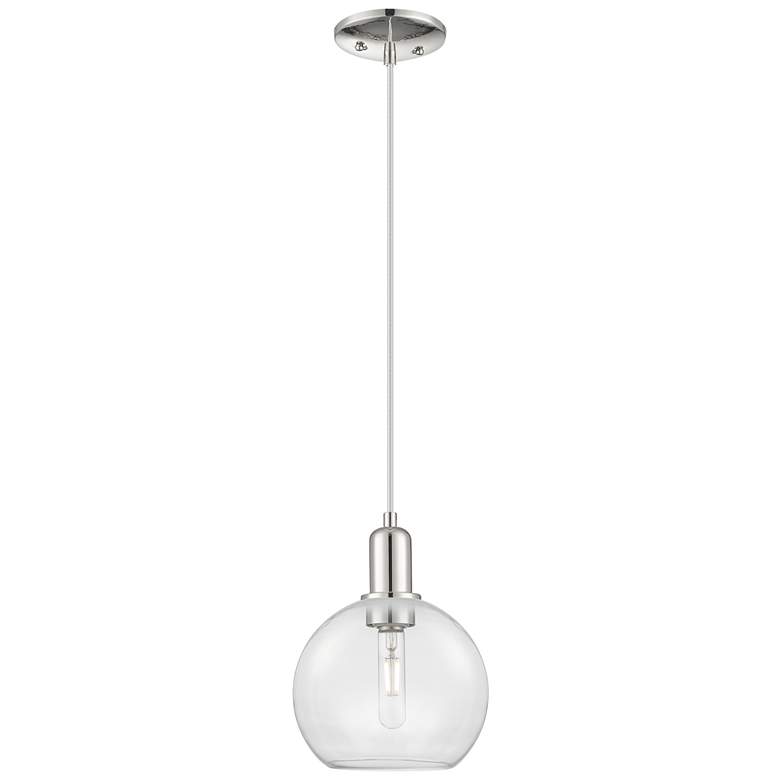Image 1 Arcadia Athens 8"W Polished Nickel Cord Mini Pendant w/ Clear Shade