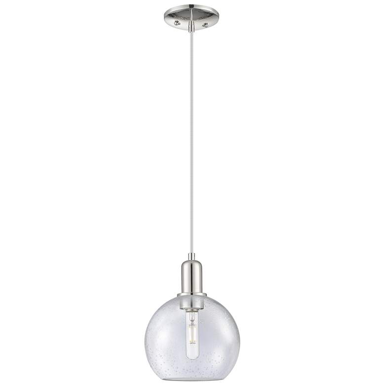 Image 1 Arcadia Athens 8"W Polished Nickel Cord Mini Pendant w/ Seedy Shade