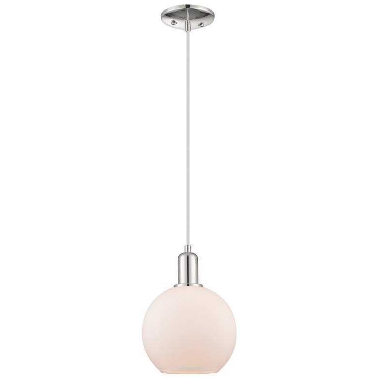 Image 1 Arcadia Athens 8"W Polished Nickel Cord Pendant w/ Matte White Shade
