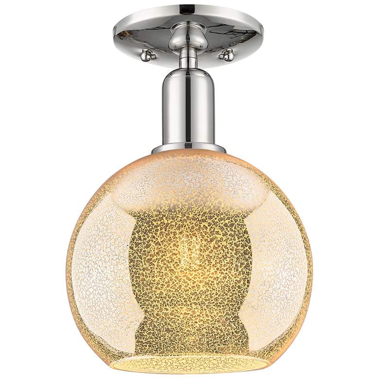 Image 1 Arcadia Athens 8"W Polished Nickel Semi.Flush Mount With Mercury Shade