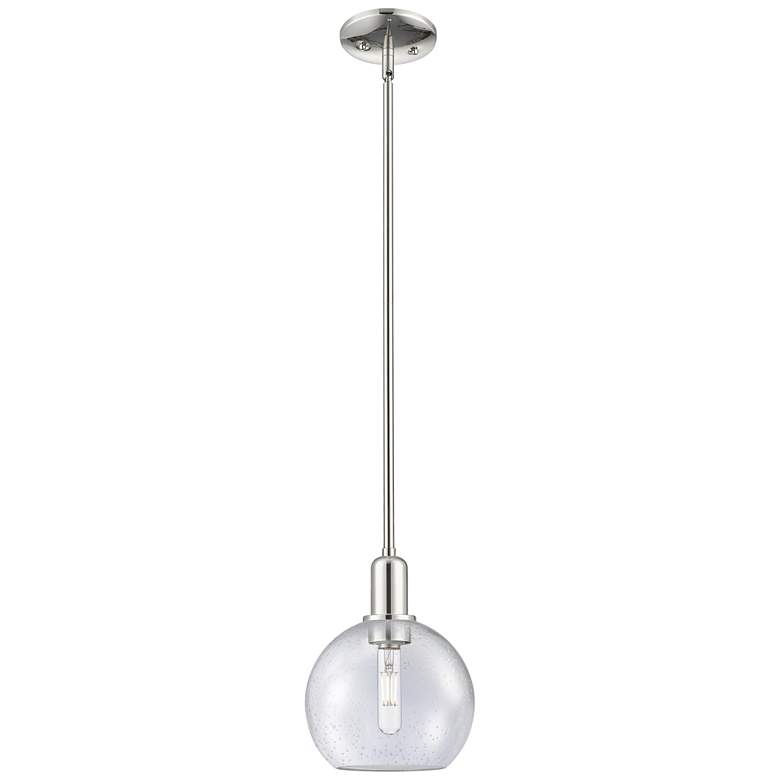Image 1 Arcadia Athens 8"W Polished Nickel Stem Mini Pendant w/ Seedy Shade