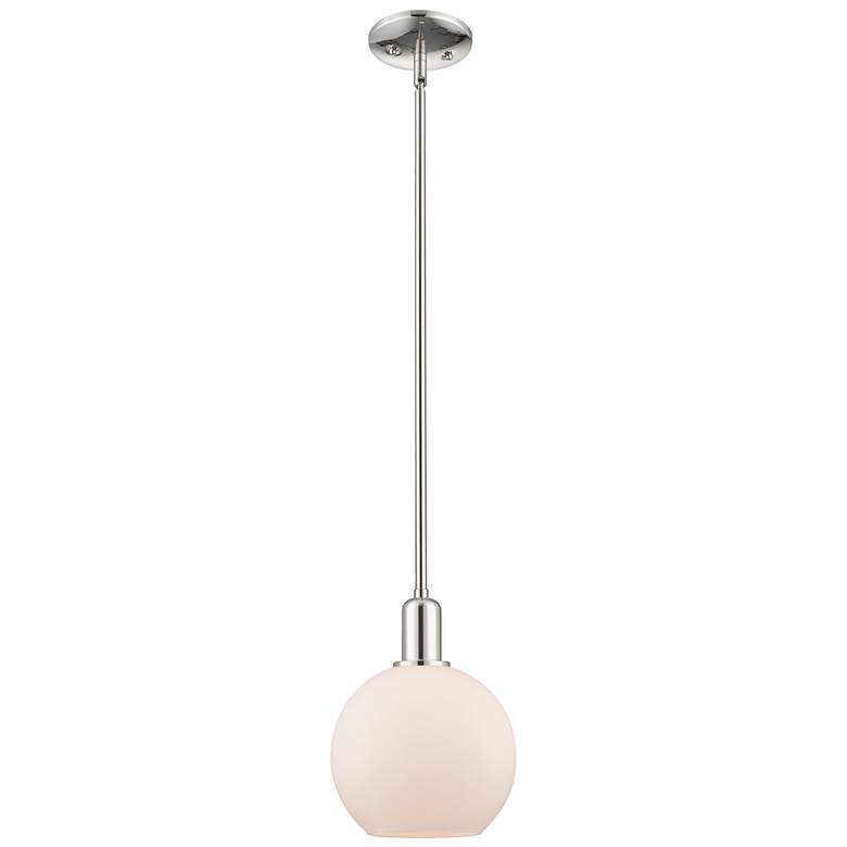 Image 1 Arcadia Athens 8"W Polished Nickel Stem Pendant w/ Matte White Shade
