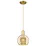 Arcadia Athens 8"W Satin Gold Cord Hung Mini Pendant w/ Mercury Shade