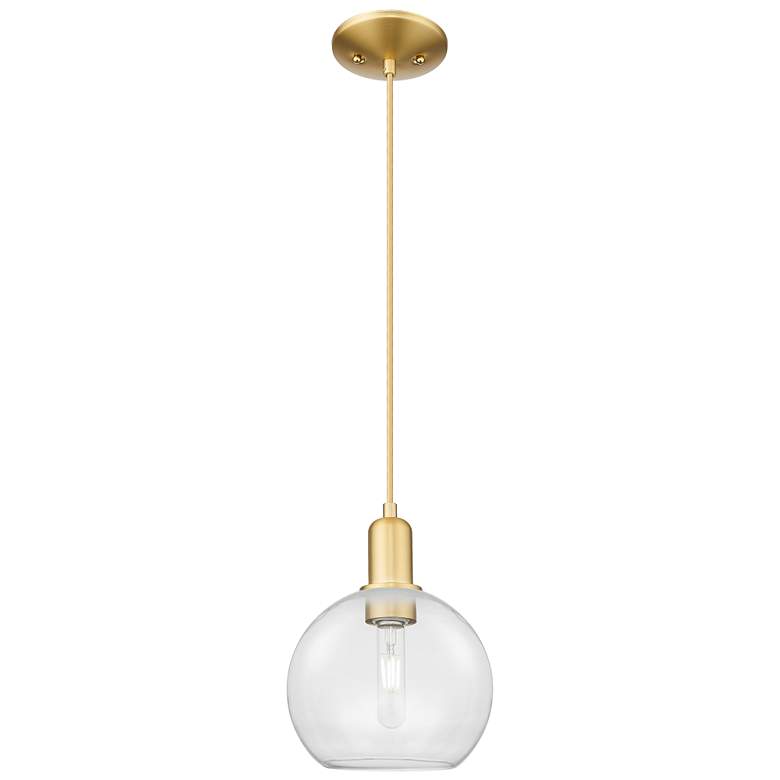 Image 1 Arcadia Athens 8"W Satin Gold Cord Hung Mini Pendant With Clear Shade