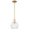 Arcadia Athens 8"W Satin Gold Stem Hung Mini Pendant With Clear Shade