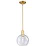 Arcadia Athens 8"W Satin Gold Stem Hung Mini Pendant With Seedy Shade
