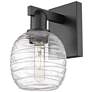 1_Arcadia Belfast 11" High Matte Black Sconce With Deco Swirl Shade