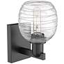 2_Arcadia Belfast 11" High Matte Black Sconce With Deco Swirl Shade more views