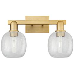 Arcadia Belfast 17"W 2-Lt Brushed Brass Vanity w/ Clear Crackle Shade