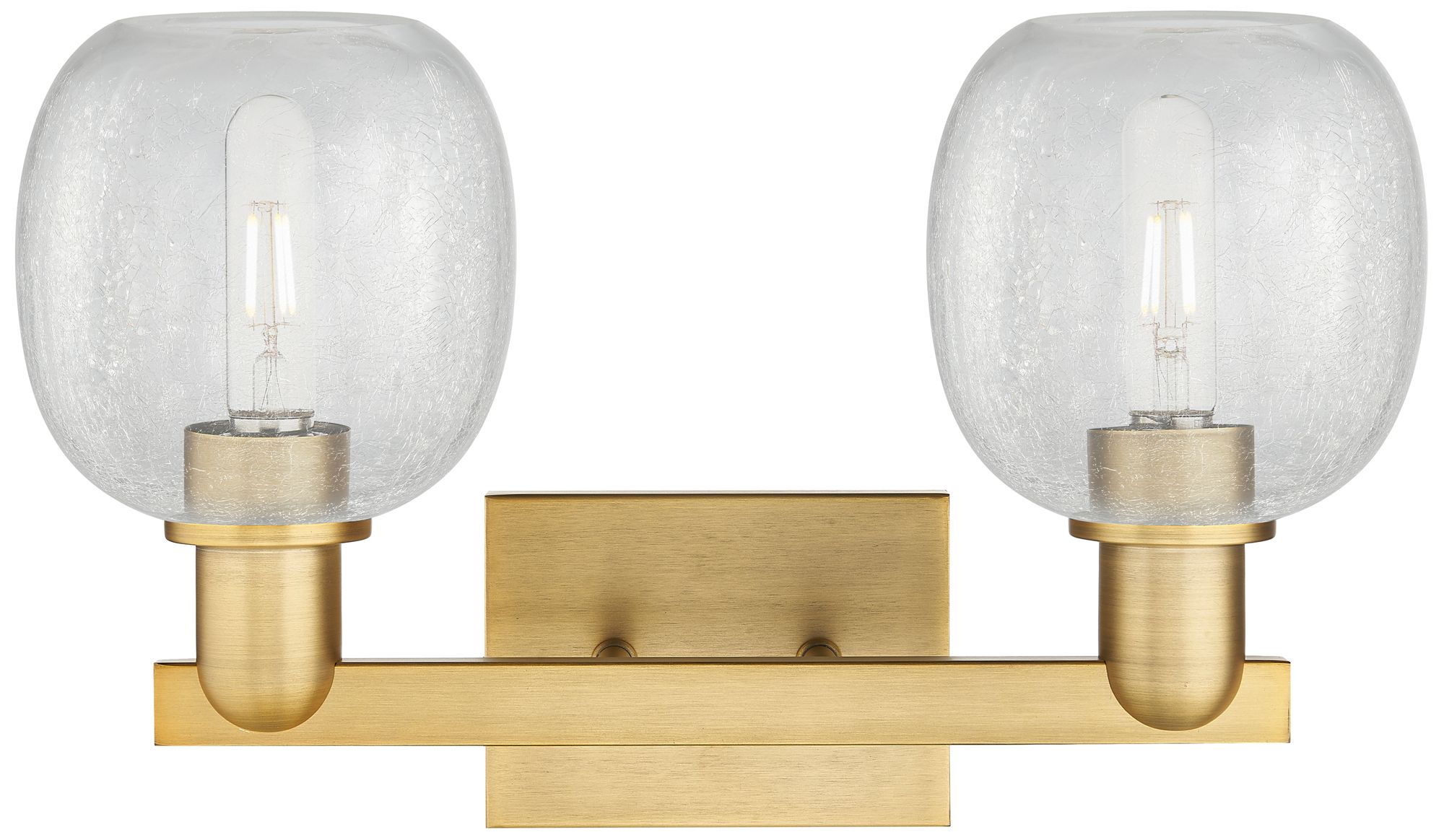 Image 2 Arcadia Belfast 17"W 2-Lt Brushed Brass Vanity w/ Clear Crackle Shade more views