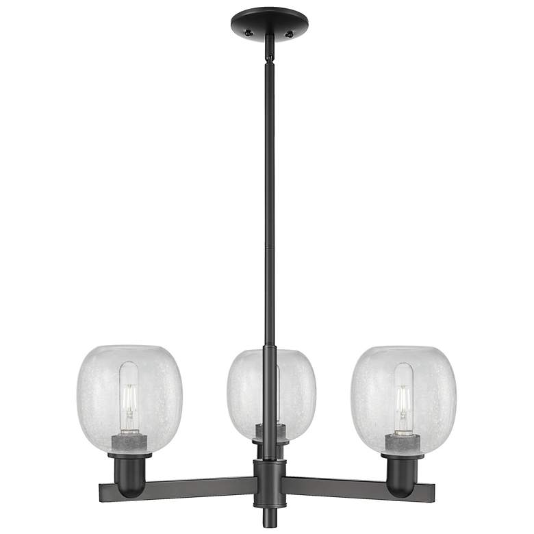 Image 1 Arcadia Belfast 28"W 3-Lt Black Stem Chandelier w/ Clear Crackle Shade