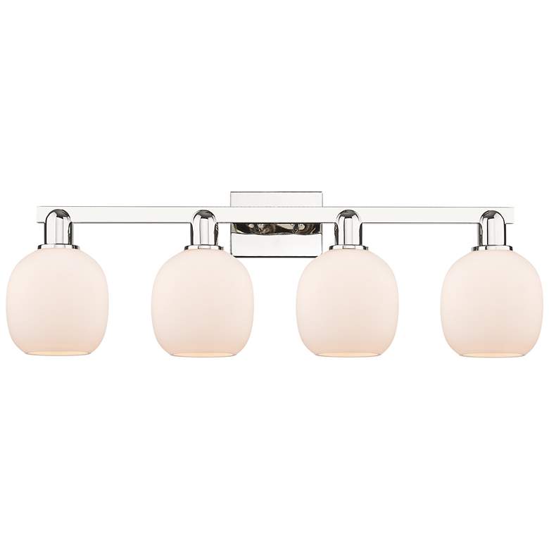 Image 1 Arcadia Belfast 33"W 4-Lt Polished Nickel Vanity w/ Matte White Shade